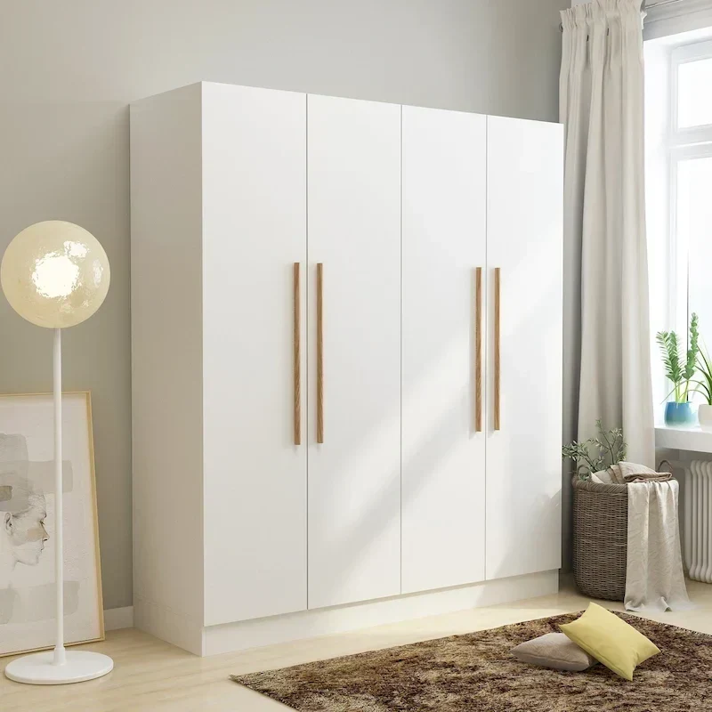 Armoire-penderie moderne autoportante en bois massif avec étagères de rangement