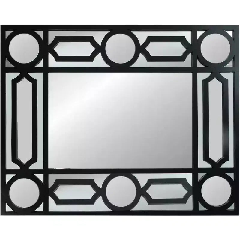 Black Framed Geometric Style Rectangular Wall Mirror, 29.5