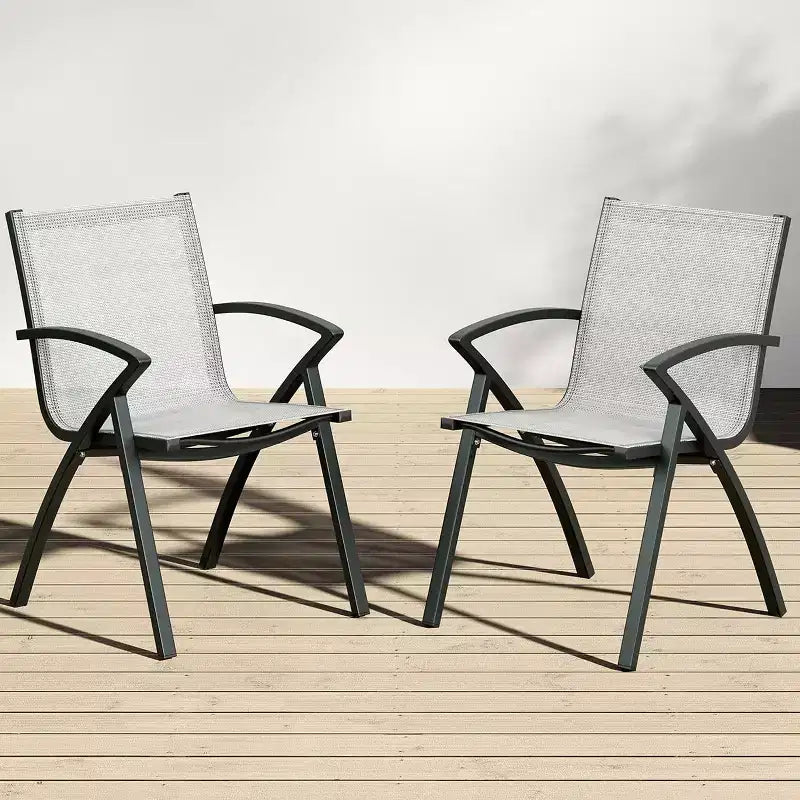 Foldable Aluminum Outdoor Chair Set (2 or 4)  Wide Breathable Sling Seat with Armrest, Lightweight & Durable for Patio, Pool or Garden