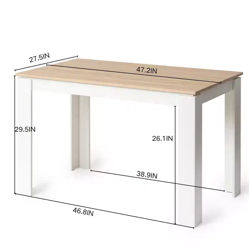 Dining Table Rectangular for 2-4 People, Kitchen & Dining Room Table with Wood Frame, for Small Spaces, Apartment, Home Office, Oak