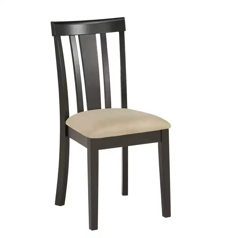 Kensington Black Wood Beige Microfiber Slat Back Dining Chairs (Set of 2) - Black/Beige - iNSPIREQ