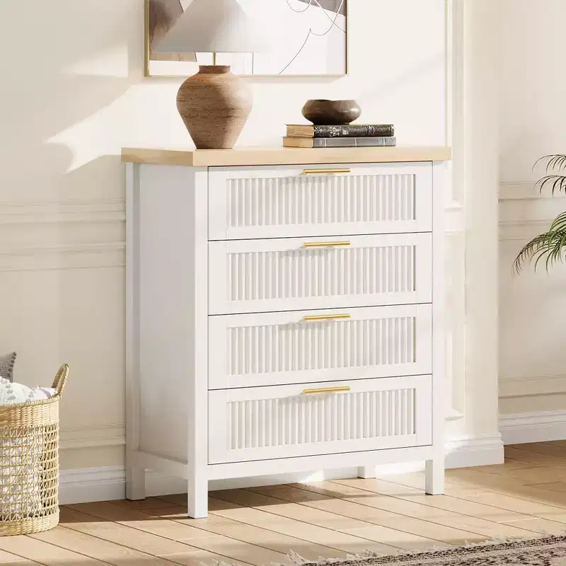 Bedroom chest of drawers with recessed design, featuring wardrobe storage cabinets and clothing storage compartments. Suitable for bedrooms