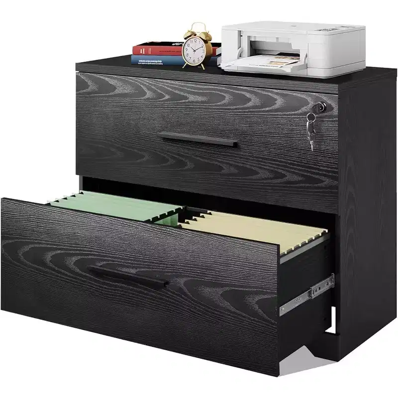 2-Drawer Wood Lateral File Cabinet with Lock, Filing Cabinet for Office & Home, Printer Stand with Anti-Tilt Mechanism