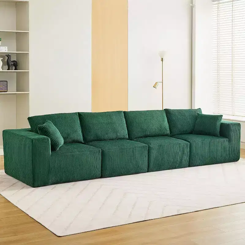 137 Sectional Couch Cloud Modular Modern Linear Sofa with Chaise Lounge, Corduroy Fabric, No Assembly Required, Convertible Compression Sleeper Sofa