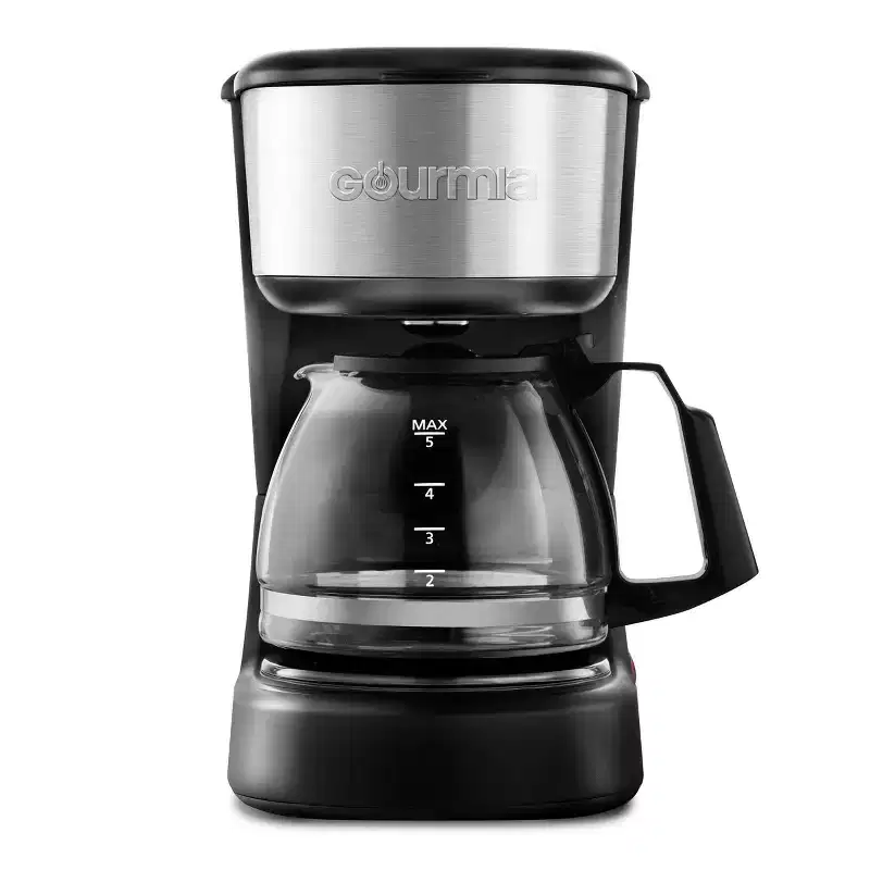 Gourmia 5 Cup One-Touch Switch Coffee Maker with Auto Keep Warm Black: 1800W, Glass & Plastic, Basket Filter, Drip Type