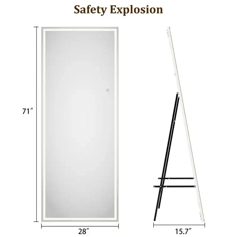 LED Mirror Full Length 71x 28 Full Body Mirror with Light Floor Mirror Wall Mounted Mirror Freestanding dimming 3 Colors Lighting Bedroom Bathroom