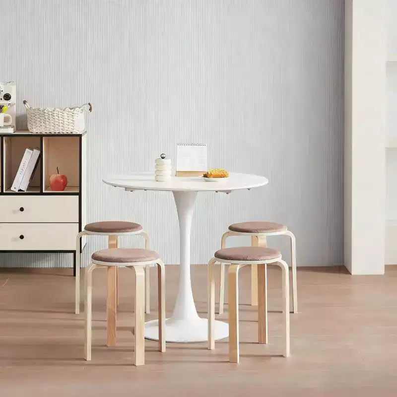 Set of 4 Stackable Stools, Round Backless Chairs for Dining Room, Kitchen, Classroom(Coffee color)