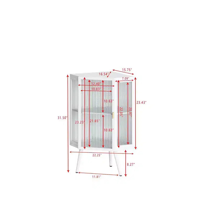 22.25 Inch Floor Coner Cabinet With Tempered Glass Door And Adjustable Shelf For Bathroom, Living Room, Bedroom, Home
