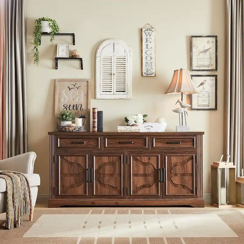 Farmhouse Buffet Sideboard Cabinet,Coffee Bar Wine Bar for Dining Room - N/A