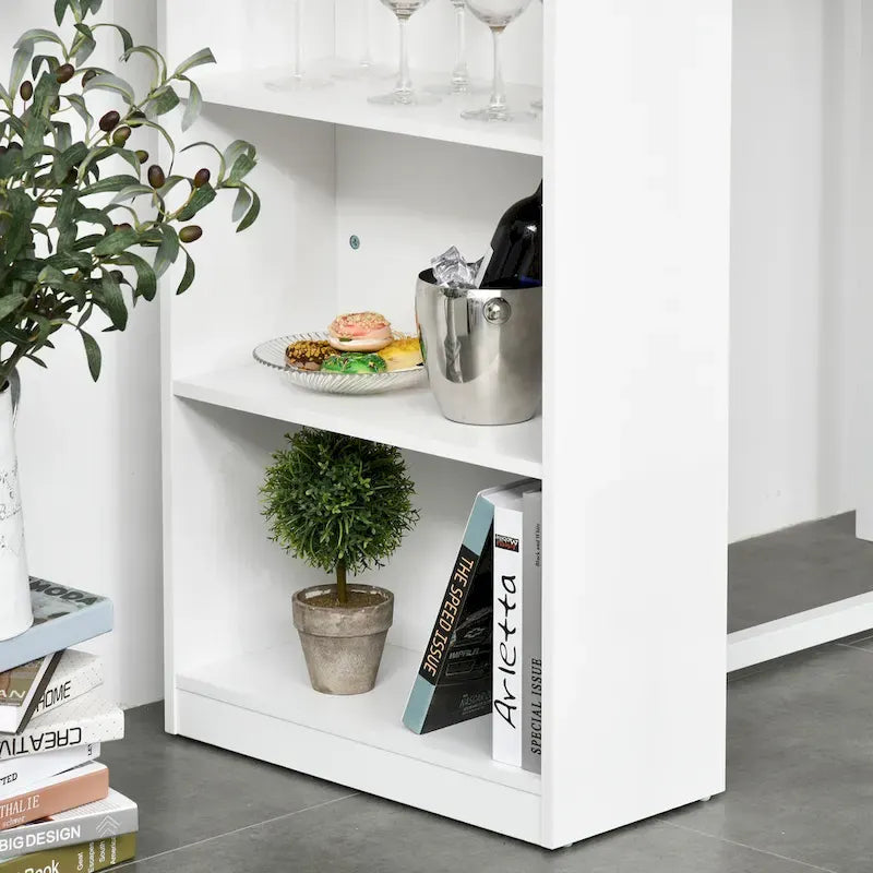Bar Table with 3-Tier Storage Shelf, Pub Desk, Metal Frame, and Thick Tabletop for Kitchen, White