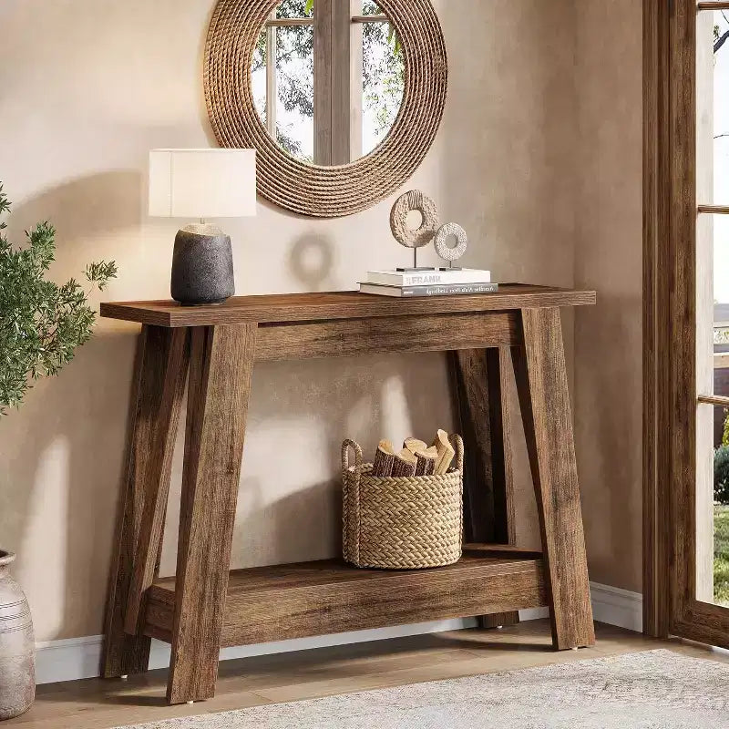 Lantine 41.3 Wood Console Table, 2-Tier Entryway Table with Storage, Sofa Table Behind Couch for Living Room, Hallway, Foyer