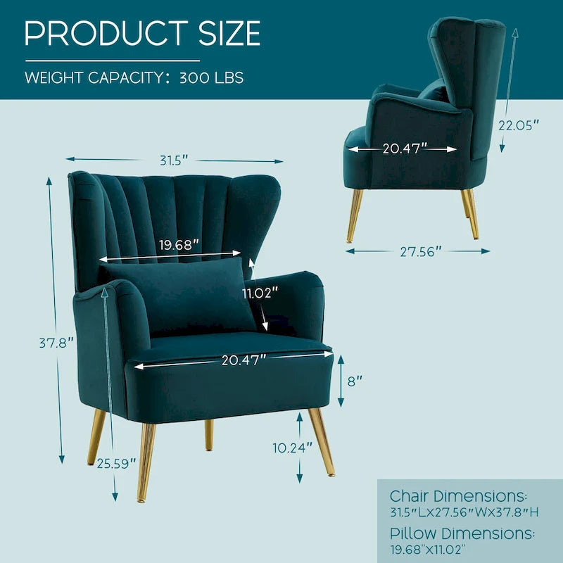 Modern Wingback Arm Chair Upholstered Accent Chair