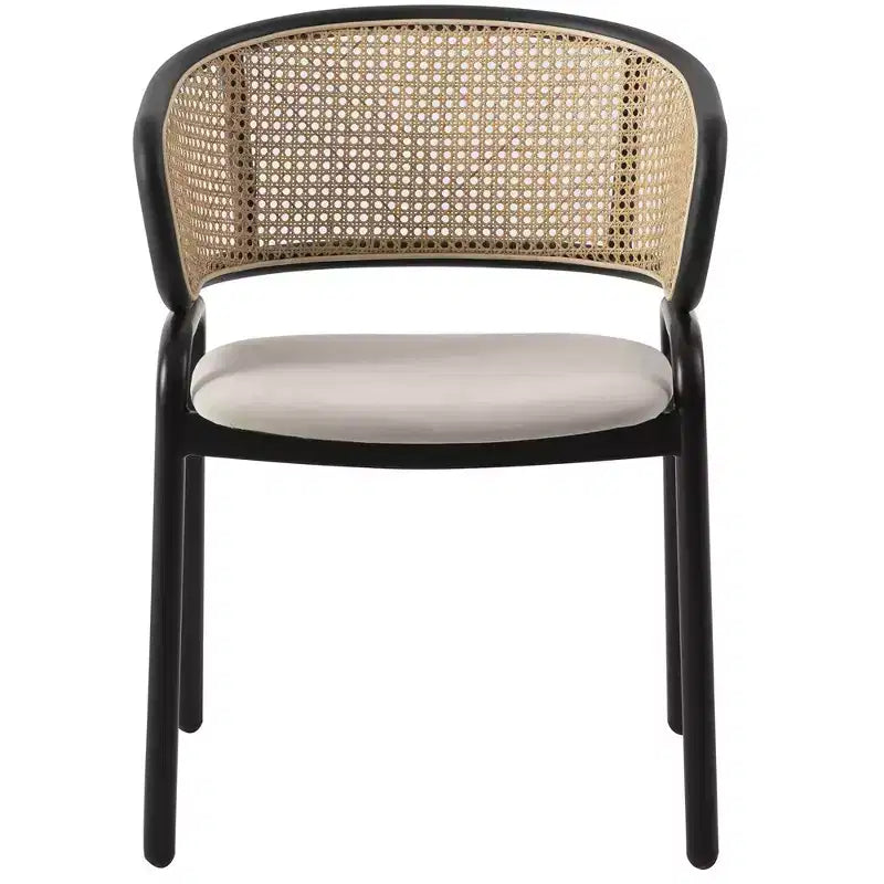 LeisureMod Ervilla Modern Dining Chairs Set of 2  Upholstered Seat, Black Steel Frame, Stylish Dining Room, Kitchen, Cafe, Table Seating