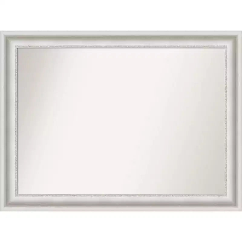 44" x 33" Non-Beveled Parlor White Bathroom Wall Mirror - Amanti Art: Modern Style, Polystyrene Frame, Wall Mounted