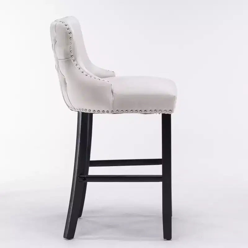 Modern Velvet Wing-Back Counter Stools Set of 2 - Upholstered Bar Chairs for Kitchen, Cafe