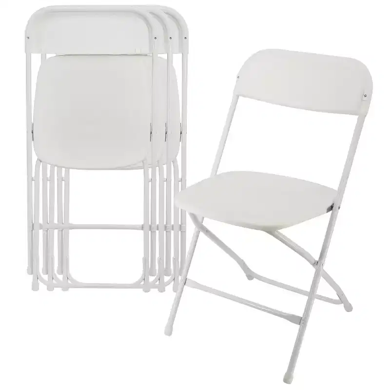 Elama 4 Piece Plastic Folding Chair in White