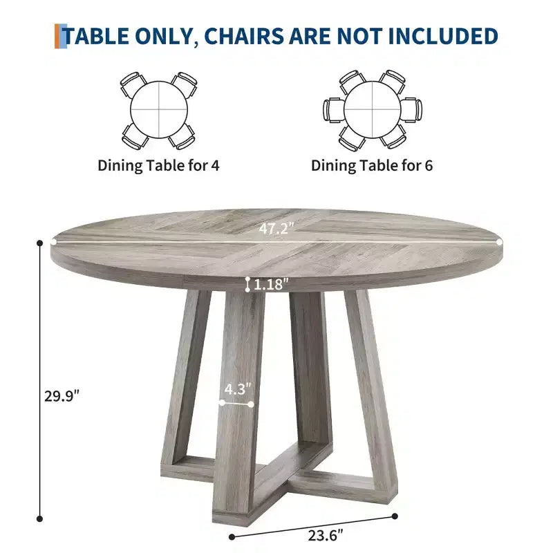 Dining Table for 4-6 People, Kitchen Table, Round Dining Room Table for Kitchen, 47 Inch Round Table for Dining Room(Table Only)