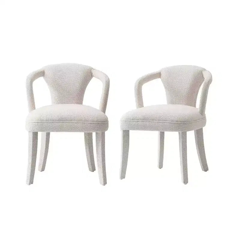 Manhattan Comfort Set of 2 Palmer Modern Tweed Upholstered Dining Armchairs Ivory