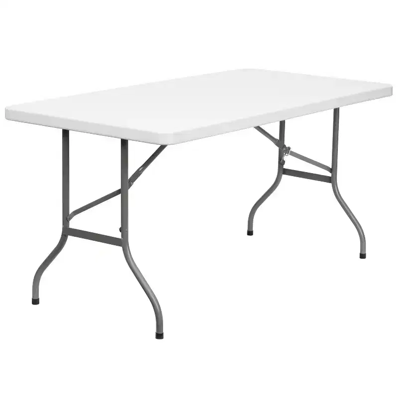 5-Foot Granite White Plastic Folding Table, Banquet / Event Folding Table
