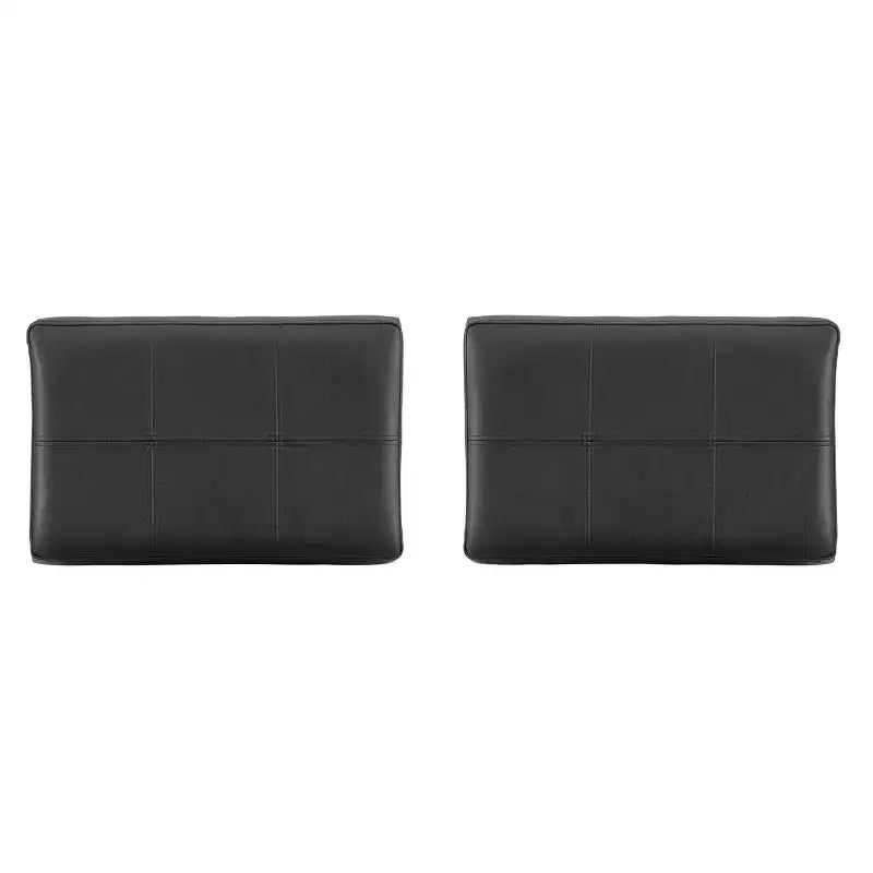 Set of 2 Faux Leather Barstools - Armless, Backless with Footrest, Fixed Height