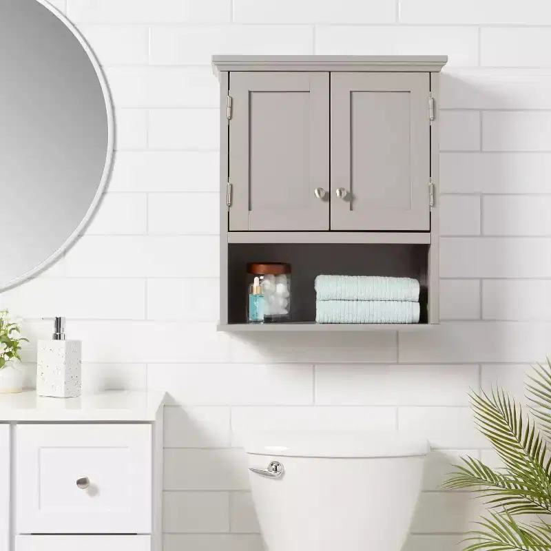 Wood Wall Cabinet, Gray