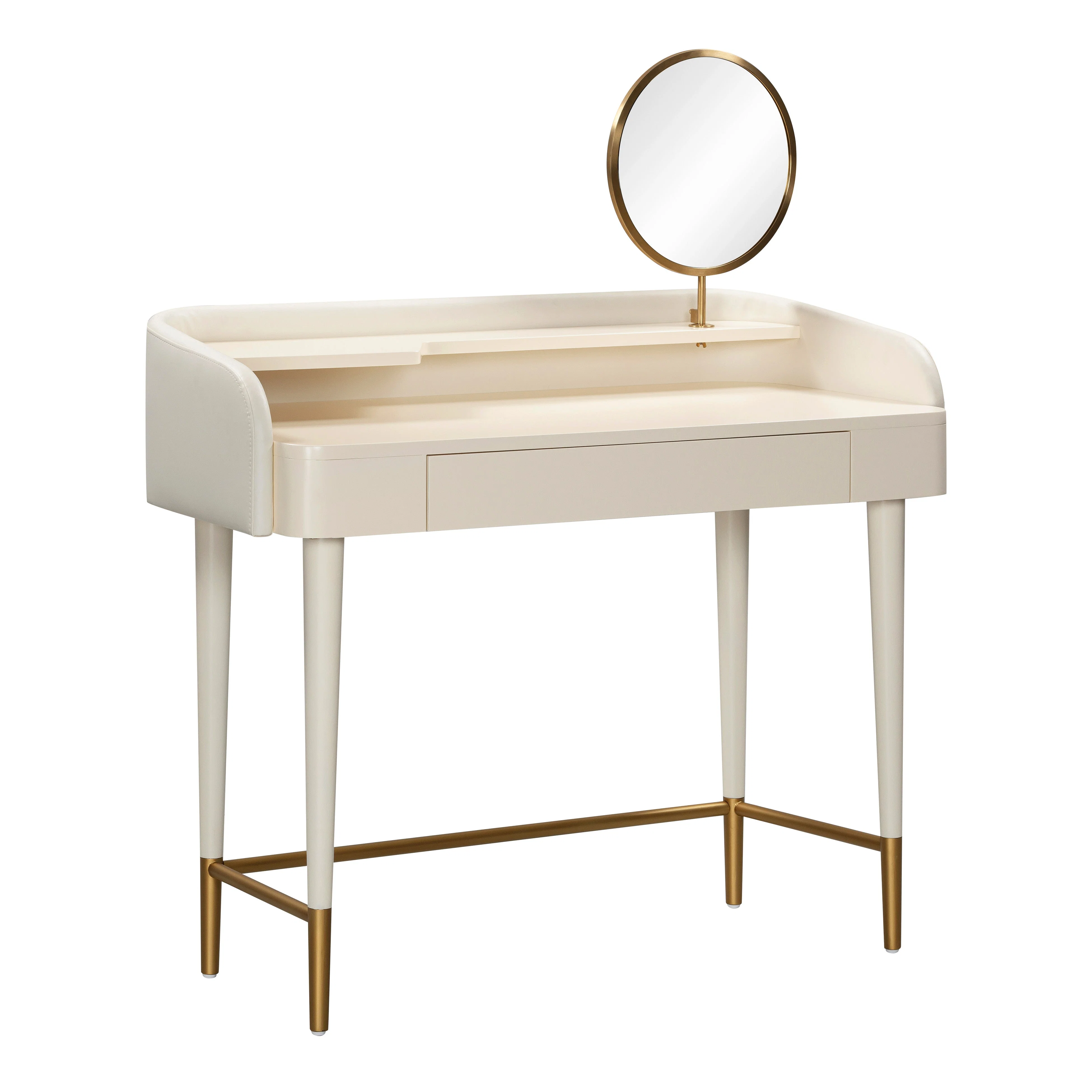 45 Vegan Leather Wrapped Vanity Desk With Drawer