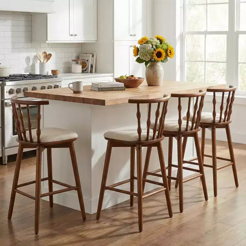 Christopher Knight Home Ocane Modern Rubberwood Upholstered Barstools (Set of 4)