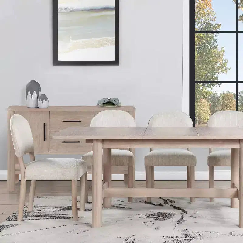 GDFStudio Felix Armless Upholstered Fabric and Hardwood Dining Chair (Set of 2)