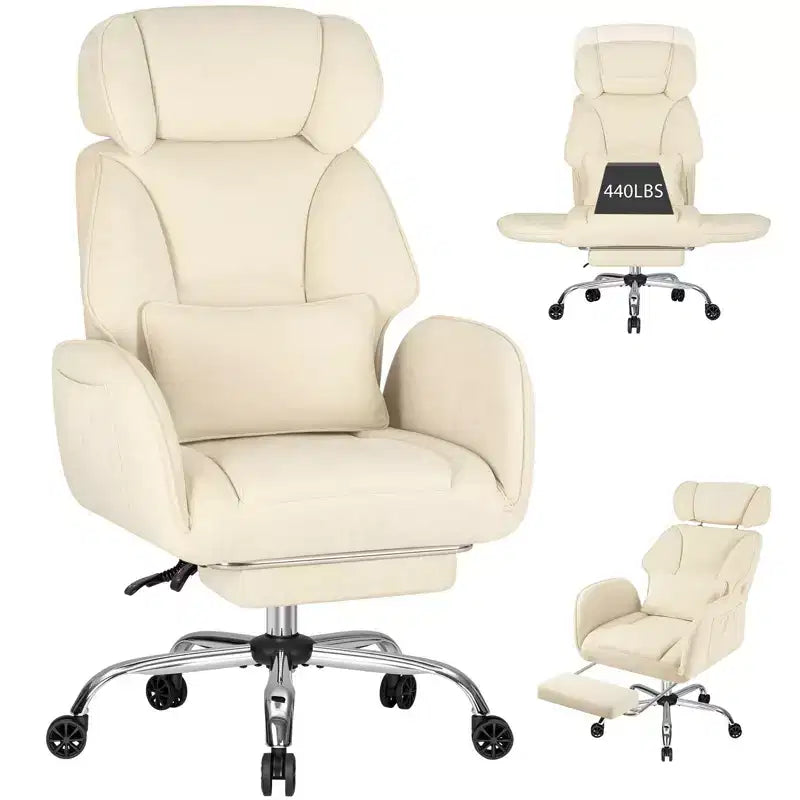 HOFFREE Adjustable Executive Cross-Legged Chair with Flip-up Armrests, Recline & Lumbar Support - 440 lb Capacity, Ideal for Home Office