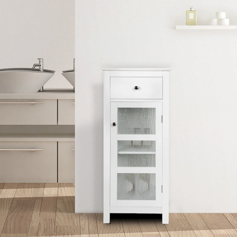 Teamson Home Connor Floor Accent Cabinet with Water-Textured Glass