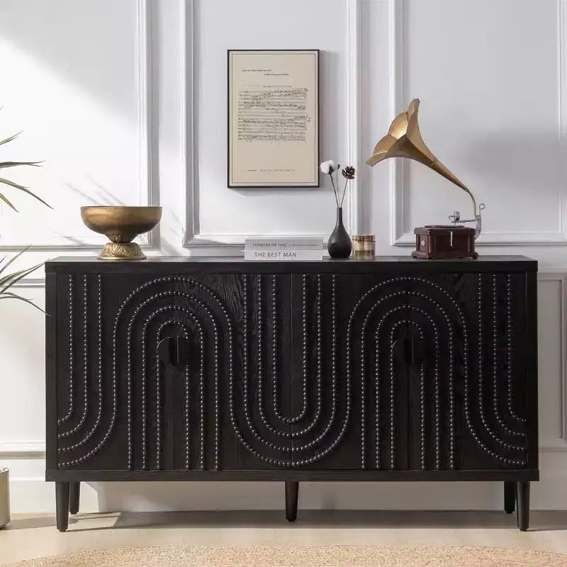 Okak Modern Sideboard Cabinet, Bufft Cabinet with 4 Doors and 4 Shelves, Storage Cabinet for Living Room, Dining Room
