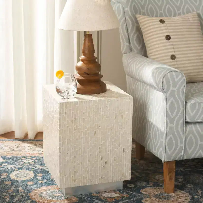 Scarlett Square Accent Table - ACC1809A - Natural/Silver - Safavieh