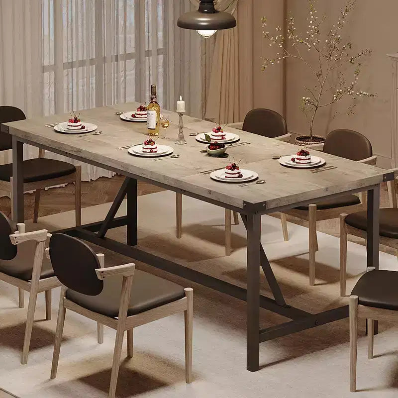 70.87 Rectangle Dining Table for 6-8, Industrial Wood Kitchen Table with Heavy Duty Frame, Durable & Easy Assembly