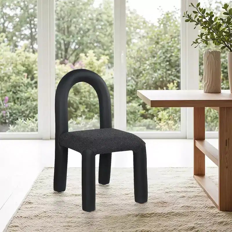 Meridian Furniture,Amari Vegan Leather and Boucle Fabric Dining Chair, Set of 2