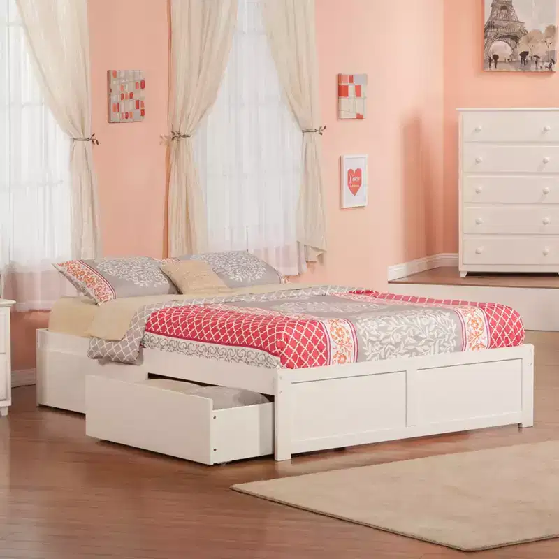 HomeStock 16.54 in.H White King Size Freestanding Headboards with Bed Frame