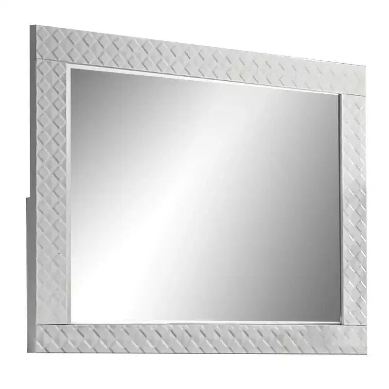 Royal Hampton Dresser Vanity Mirror, High Gloss White Textured Trim