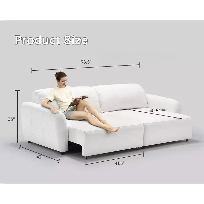 98.5 Big 2 in 1 Convertible Electric Sleeper Sofa Bed, Pull Out Couch Bed with 4 USB Ports-Morden Fort