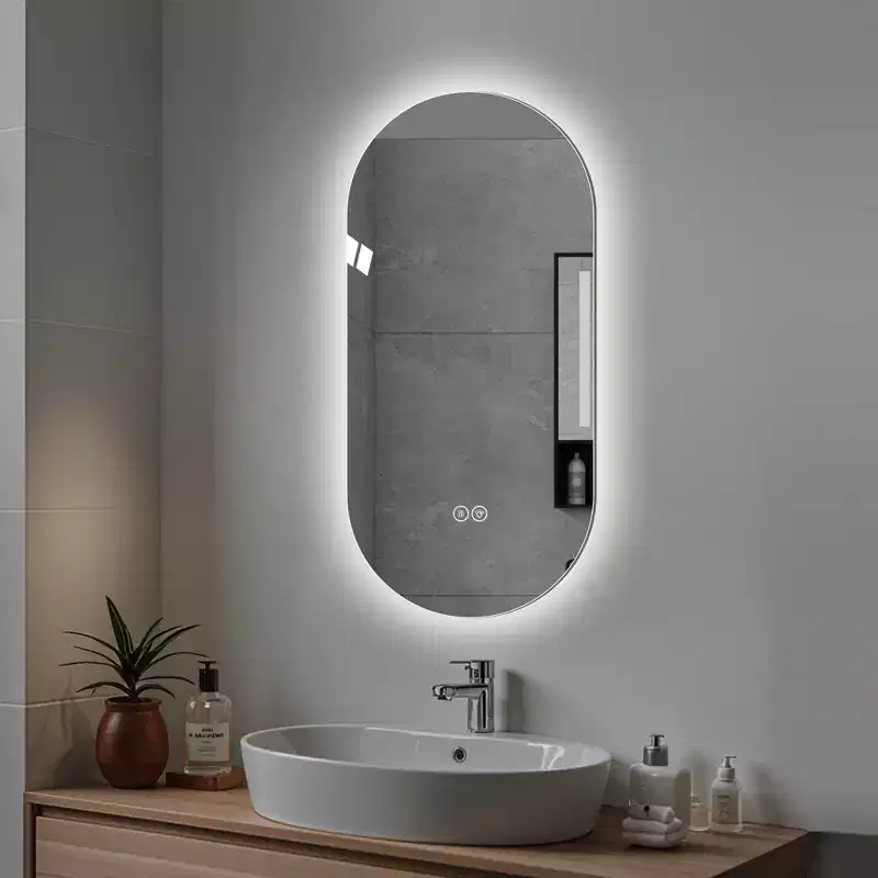 GDFStudio Sable 48 Modern Oval Anti-Fog LED Bathroom Mirror with Adjustable Light Modes