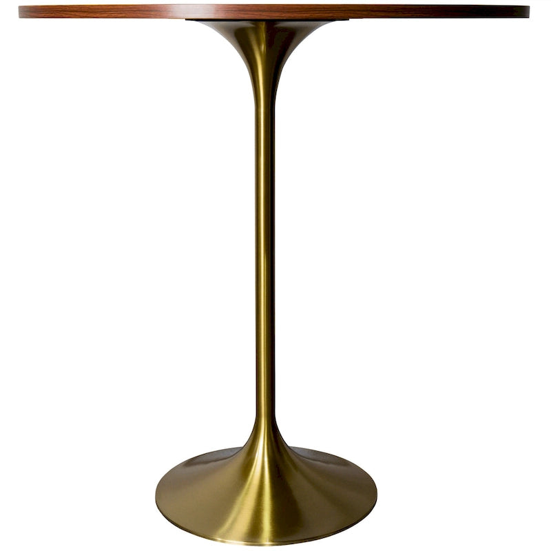 36 Round Dining Table with MDF Wood Tabletop and Brushed Gold Pedestal Base