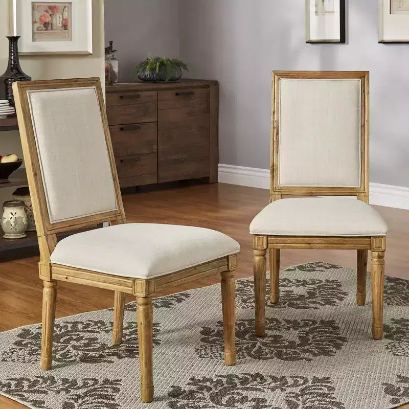 Aramis Rectangular Linen and Wood Dining Chairs (Set of 2) - iNSPIREQ