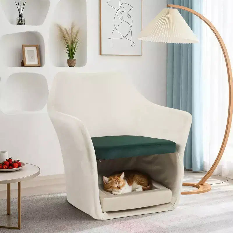 Bestier Accent Chair with Pet Friendly Space, 2 in 1 Modern Lounge Sofa Chair, Upholstered Barrel Chair with Removable Base for Living Room Office
