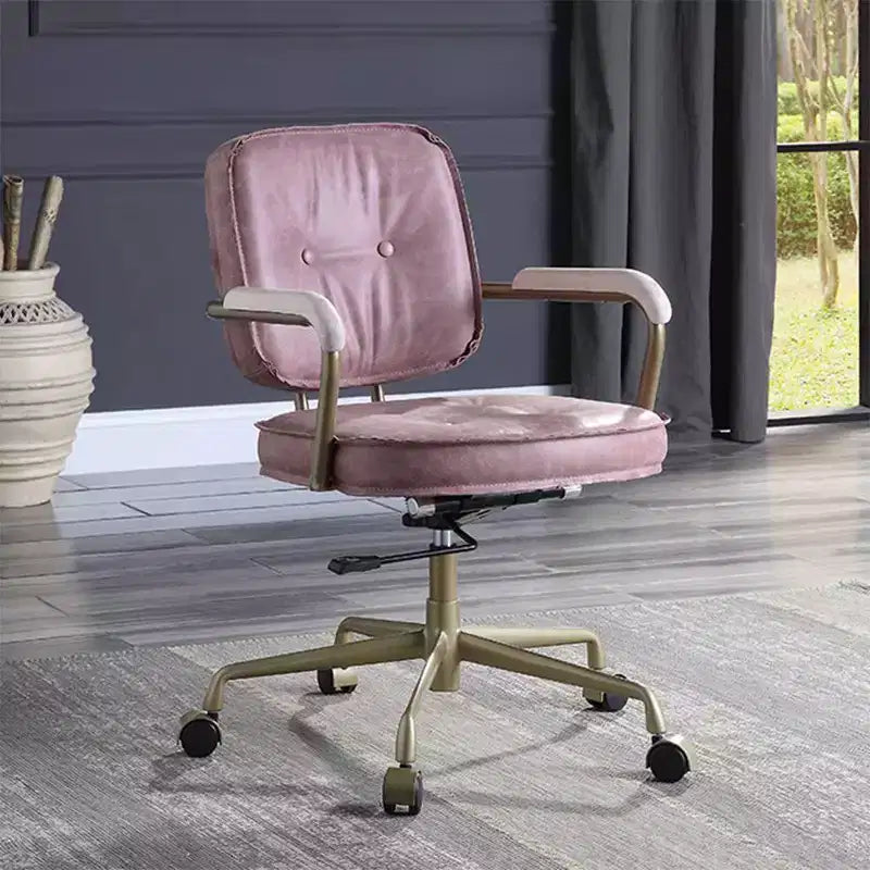 25" Siecross Grain Leather Reclining Accent Chair Pink - Acme Furniture: Swivel, Metal Frame, No Assembly
