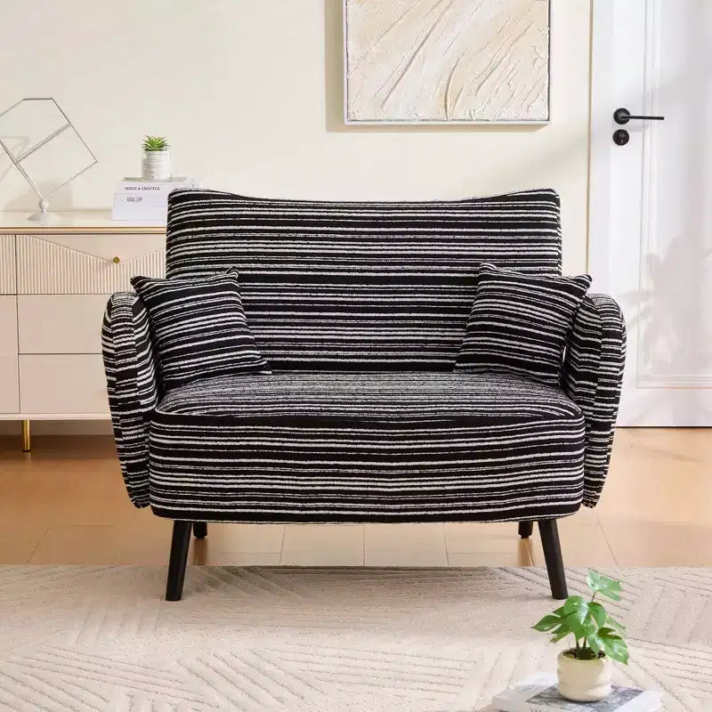Okak Modern Color Mixing Boucle Single Sofa Chair with Armrests & Pillows,Deep-Seated Storage Sofa Couch for Bedroom,Apartments