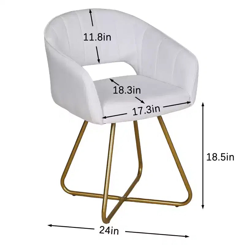 VECELO Velvet Accent Chair Modern Lounge Armchair with Gold Metal Base & Padded Backrest White