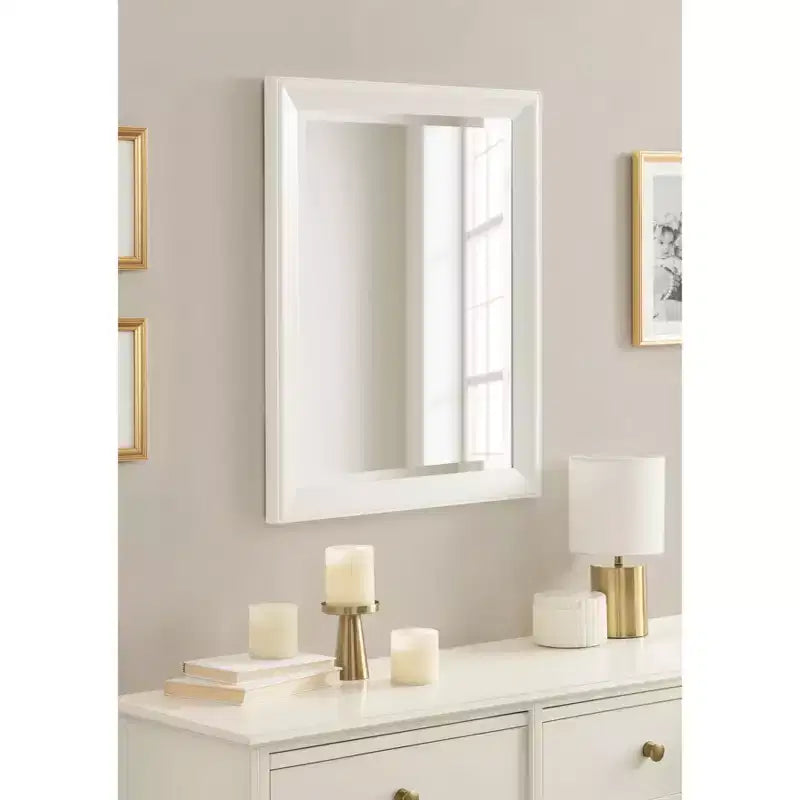 Rectangle Bathroom Wall Mirror with Matte White Frame, 21.5 x 27.5