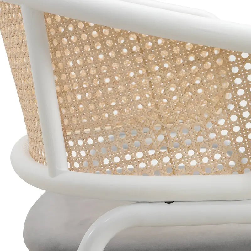 Modern Stylish Dining Arm Chair with Rattan Back and Steel Legs