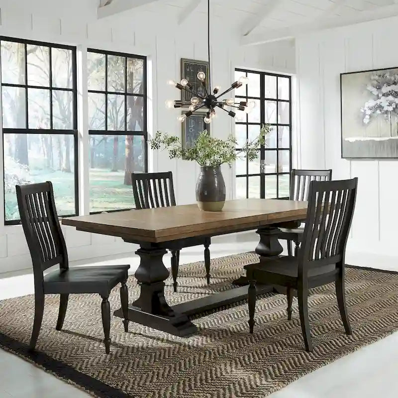Harvest Home Chalkboard 5 Piece Trestle Table Set