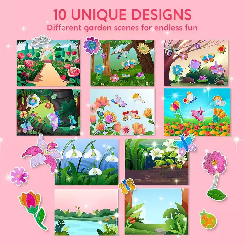 Klever Kits Foil Art Kit for Kids - Flowers & Butterflies Foil Foam Stickers, Arts and Crafts Supplies, Christmas Birthday Gift for Boys Girls Age 4+