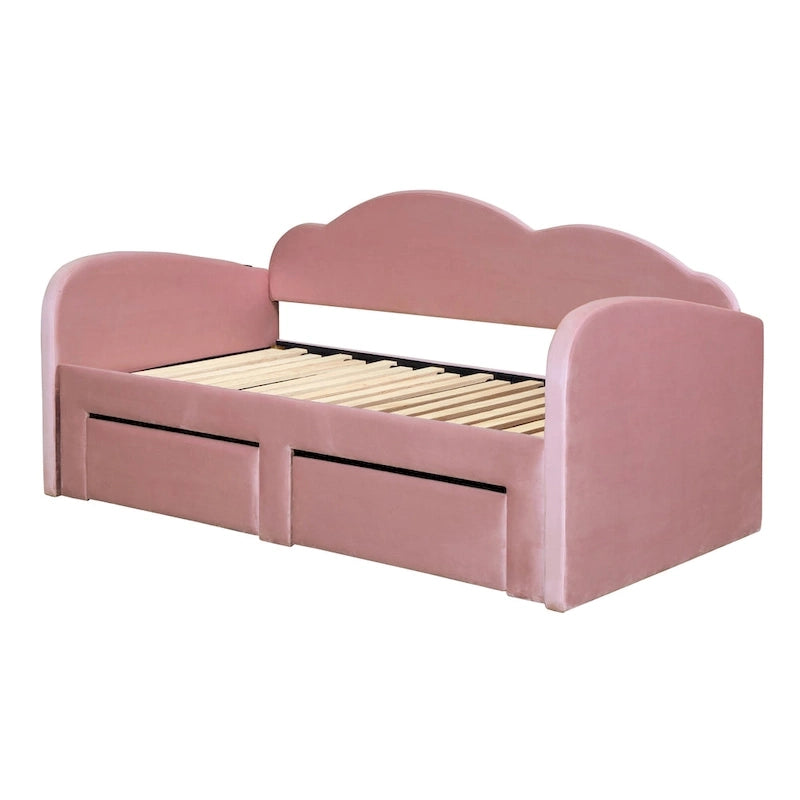 Twin Cloud Velvet Daybed with Trundle and Drawers