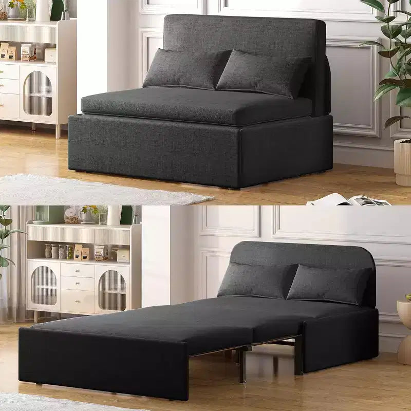 Mjkone Twin Size Sofa Bed, 2 in 1 Convertible Linen Loveseat Sleeper Sofa Couch with Cushions